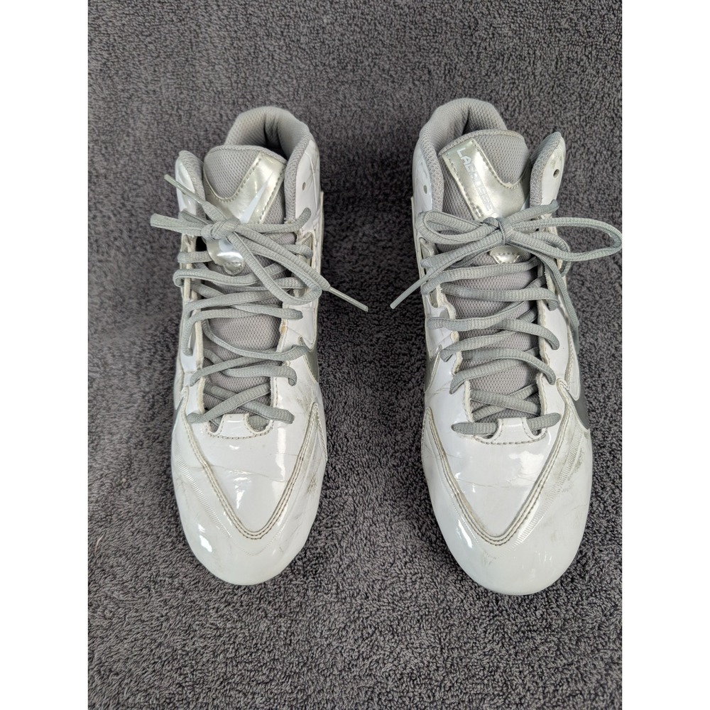 Nike Speedlax 4 Mid Lacrosse Cleats White Silver 616297-100 Mens 10